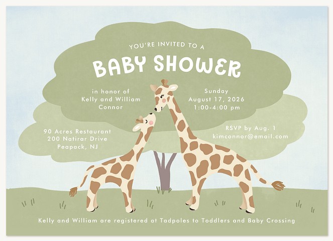 Safari Giraffes Baby Shower Invites