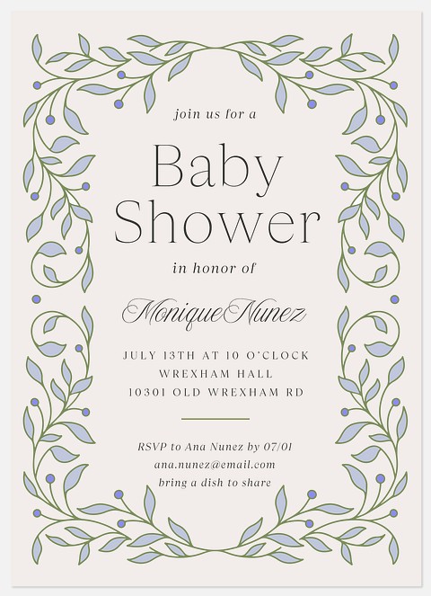 Sweet Peas Baby Shower Invitations