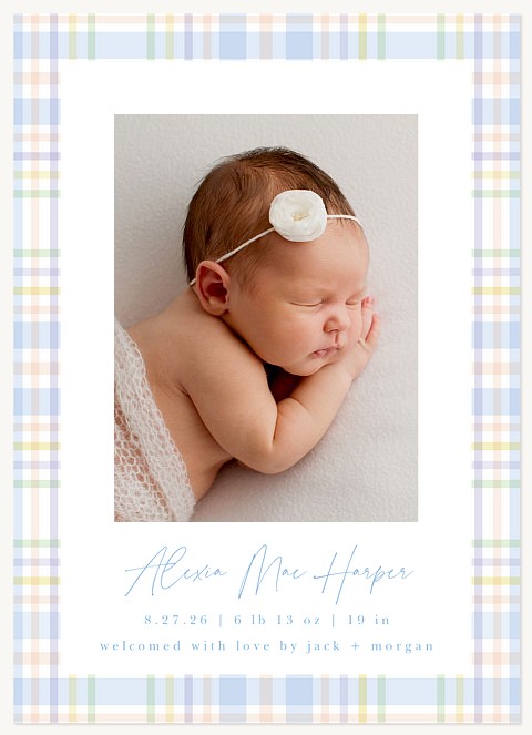 Delicate Plaid Baby Announcements