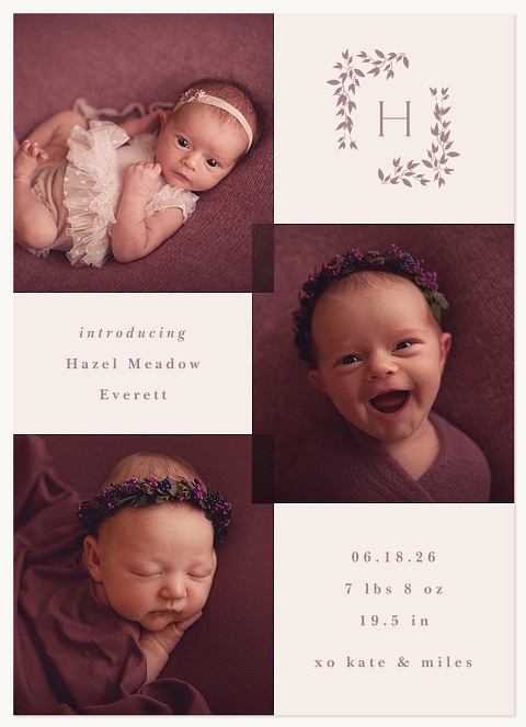 Monogram Introduction Baby Announcements