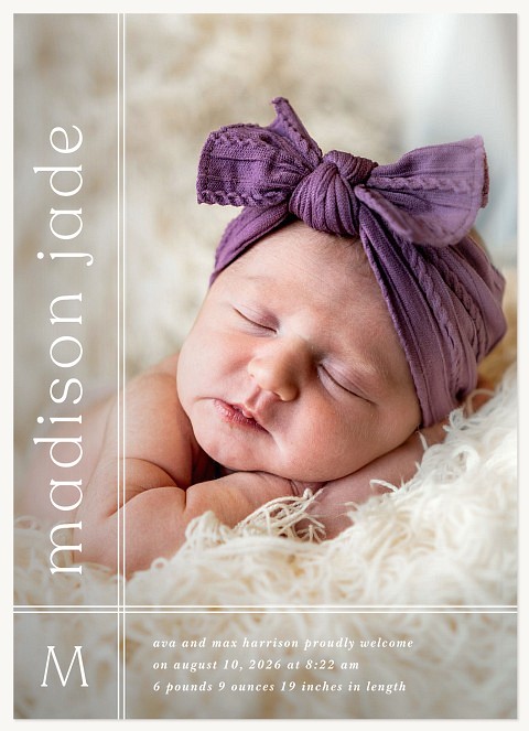 Pinstripe Initial Baby Announcements