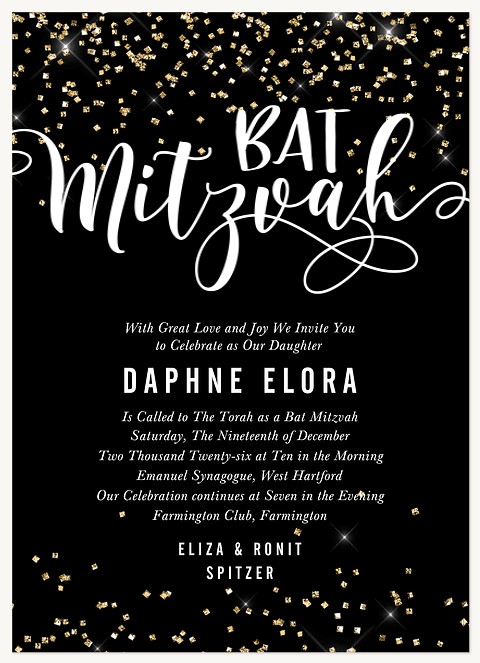 Glittering Bat Mitzvah Invitations