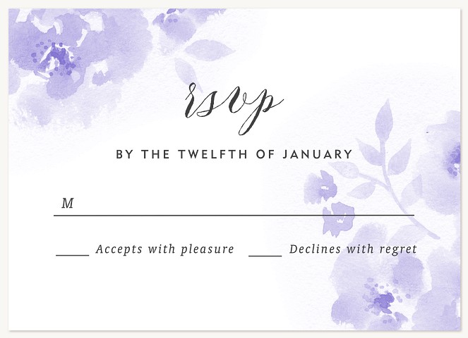 Watercolor Violets Bat Mitzvah RSVP Cards