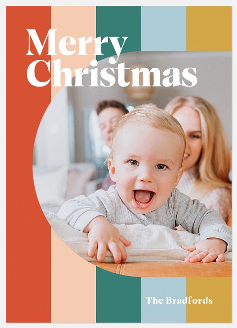 Retro Stripes Holiday Photo Cards