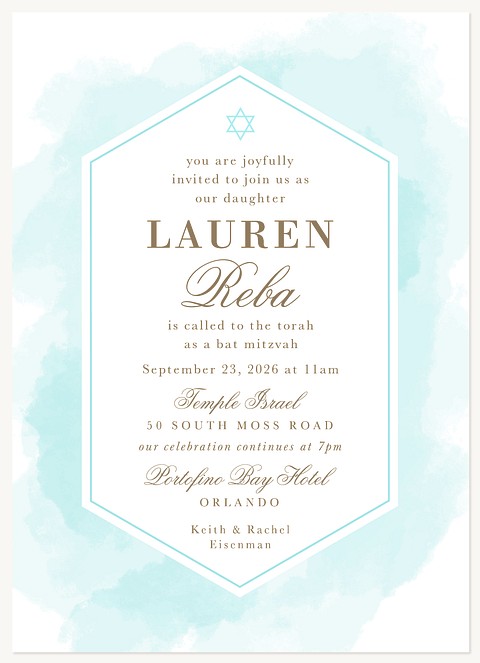 Blue Skies Bat Mitzvah Invitations