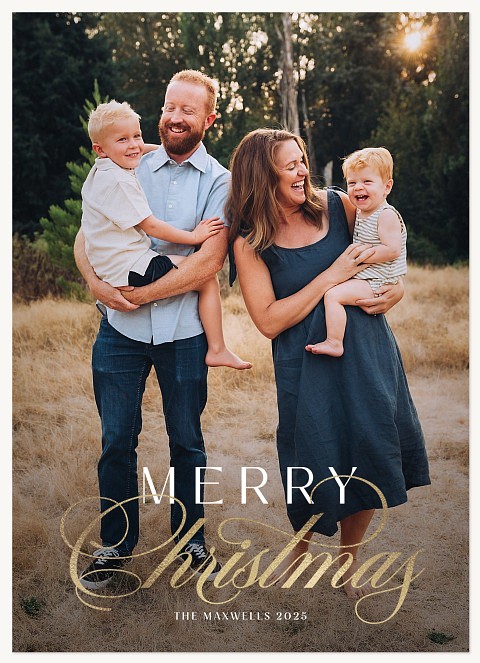 Swirling Script Personalized Holiday Cards