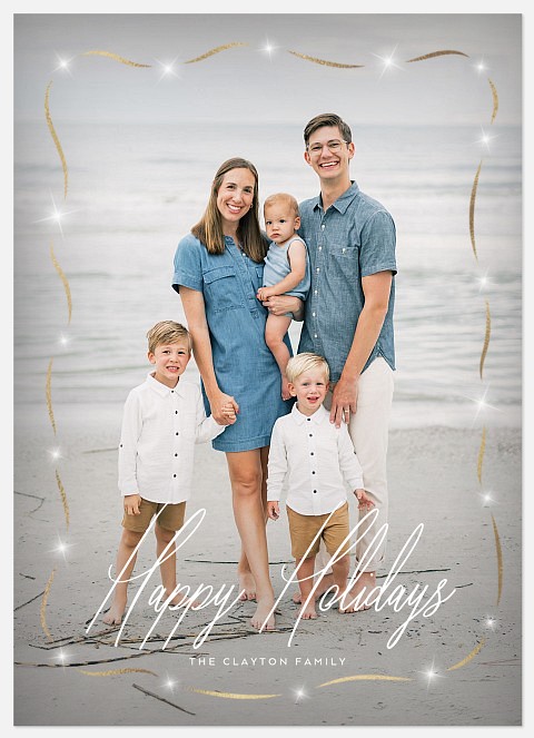 Ribbon Fairy Lights Holiday Photo Cards