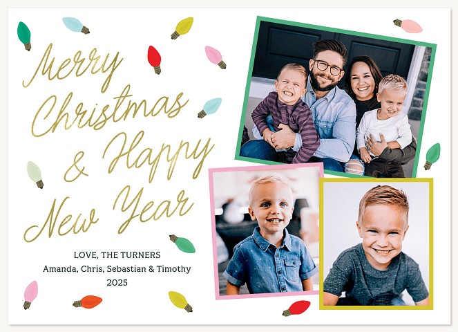 Christmas Light Bulbs Personalized Holiday Cards