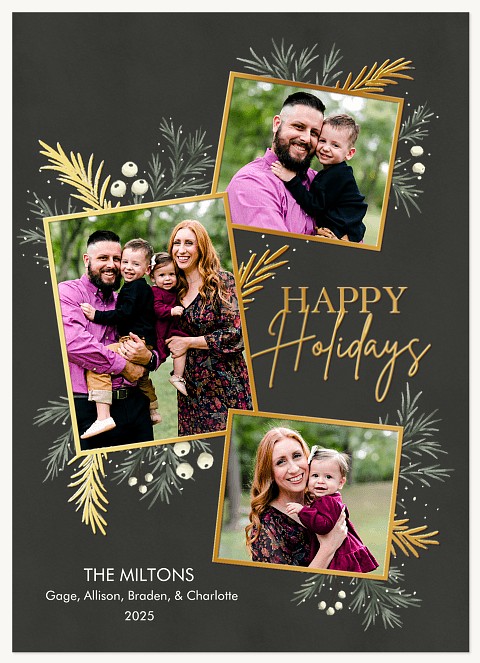 Gilded Branches Personalized Holiday Cards