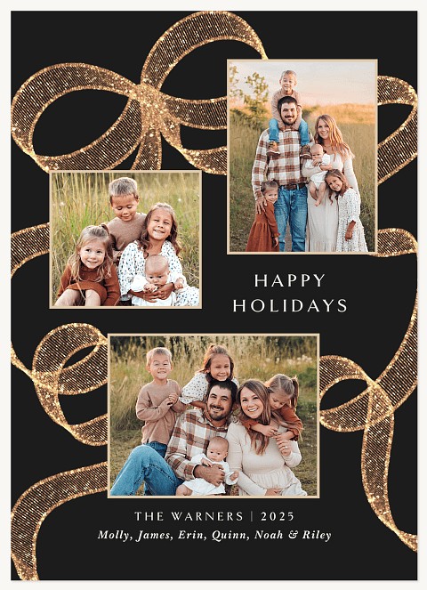 Ribbon Curl Personalized Holiday Cards