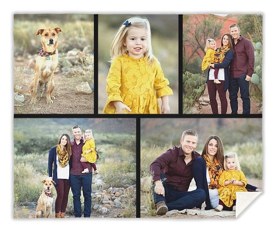 Five Photo Collage Custom Free Blankets