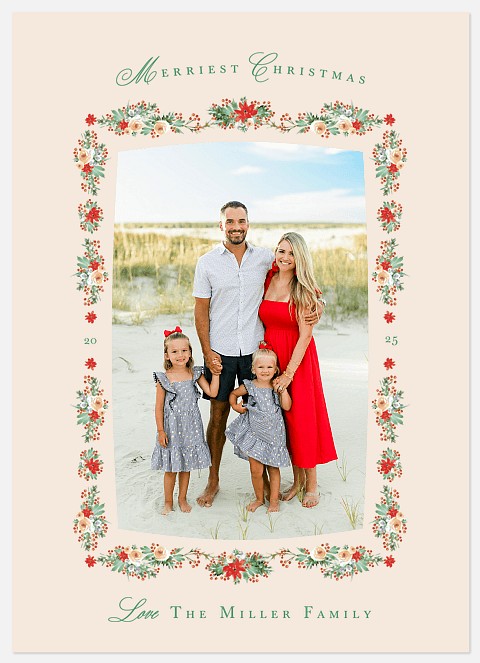 Vintage Blooms Holiday Photo Cards