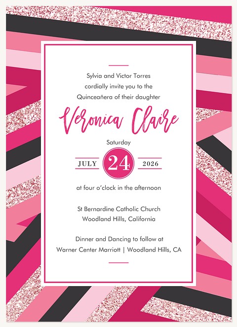 Sassy Stripes Quinceañera Invitations