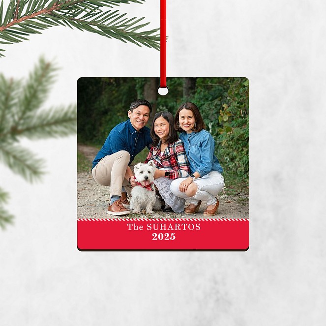 Peppermint Square Personalized Ornaments
