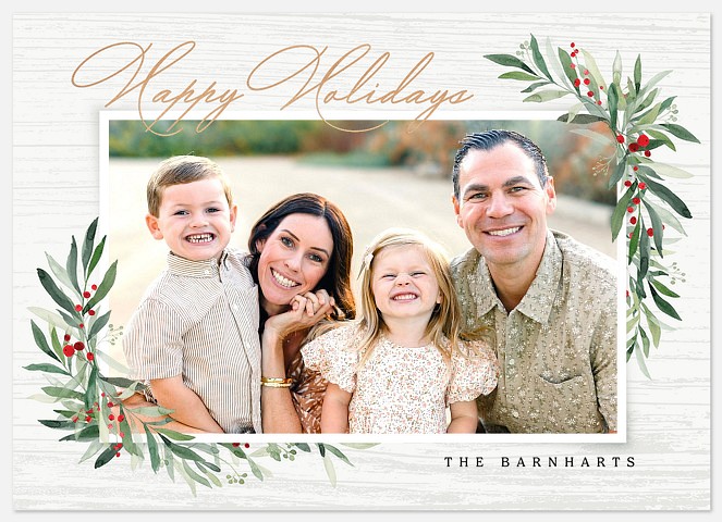 Delicate Wood Holiday Photo Cards