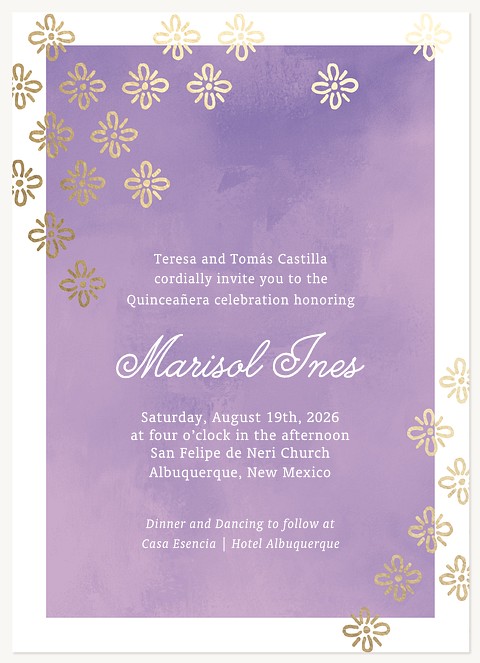 Stamped Radiance Quinceañera Invitations