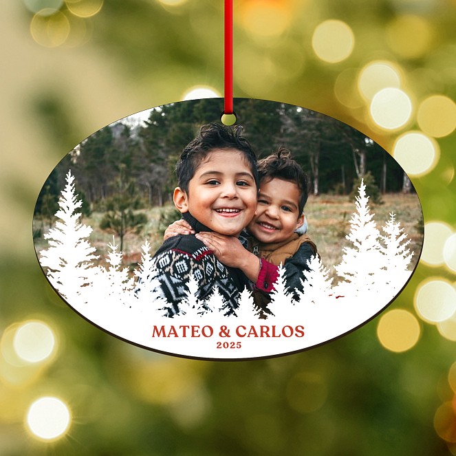 Snowy Pines Personalized Ornaments