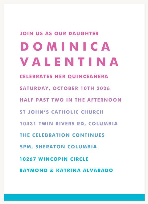 Vivid Gradient Quinceañera Invitations