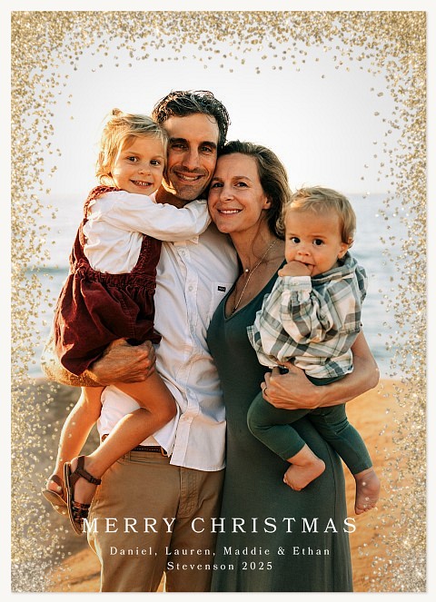 Golden Glitter Personalized Holiday Cards