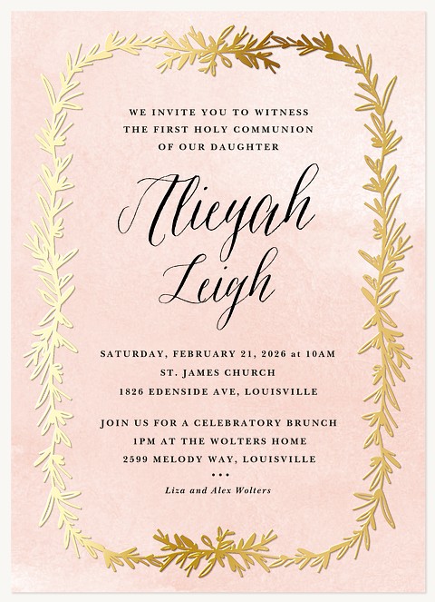 Radiant Gardland First Communion Invitations