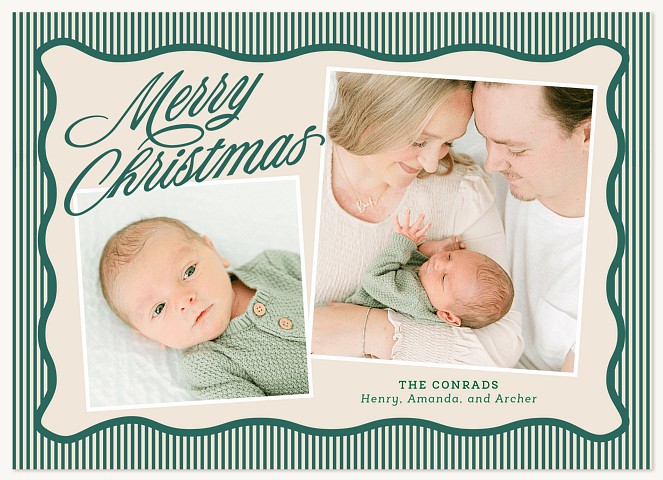 Retro Stripe Personalized Holiday Cards