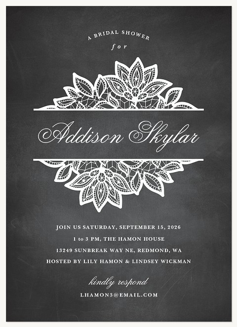 Chalkboard Lace Bridal Shower Invitations