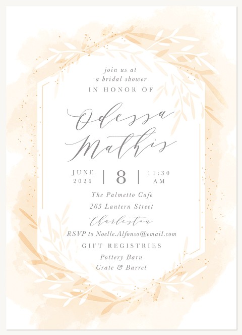 Soft Laurels Bridal Shower Invitations