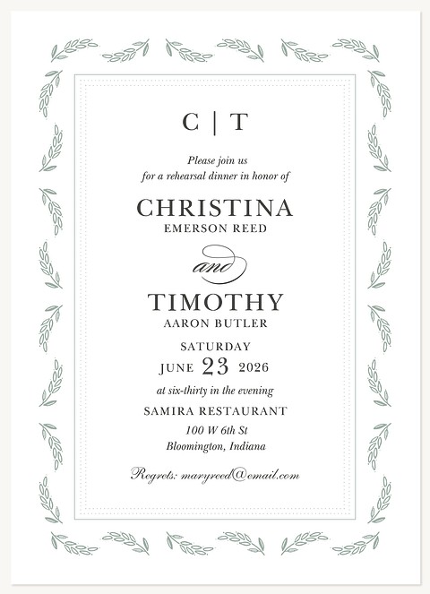 Laurel Frame Rehearsal Dinner Invitations