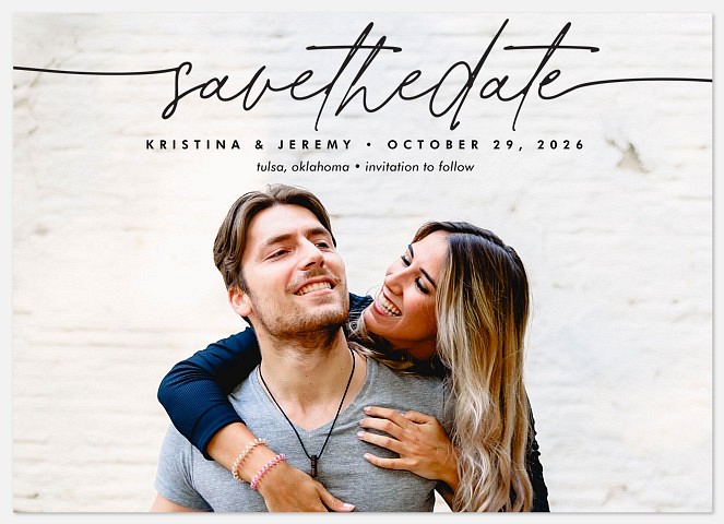 Calligraphic Line Save the Date Photo Cards