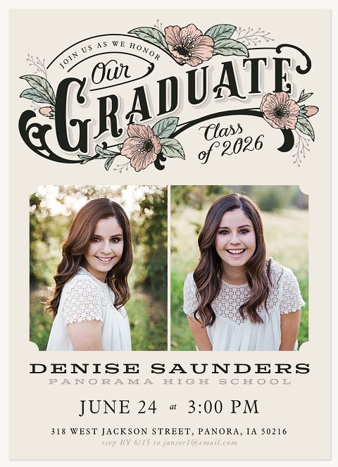 Vintage Blooms Graduation Invitations