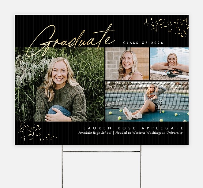 Shimmering Script Graduation Yard Signs