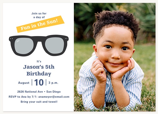 Cool Shades Kids Birthday Invitations