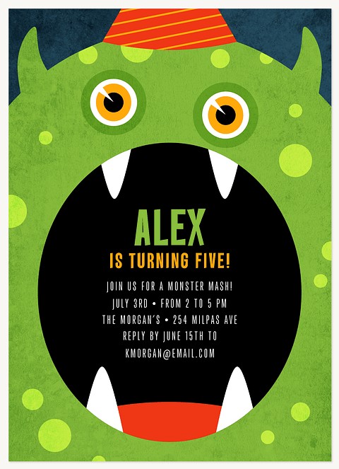  Monster Mouth Boy Birthday Party Invitations