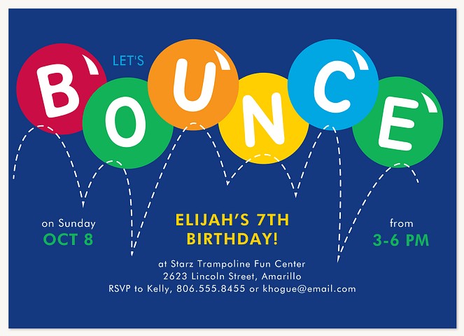 Bounce Around Boy Birthday Party Invitations