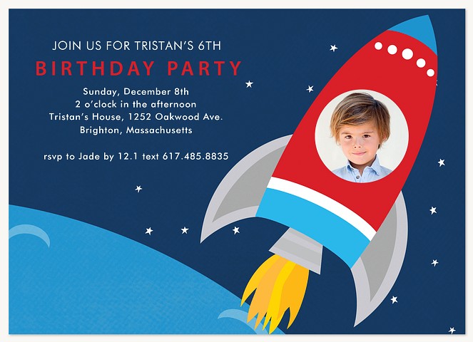 Rocket Kid Kids Birthday Invitations