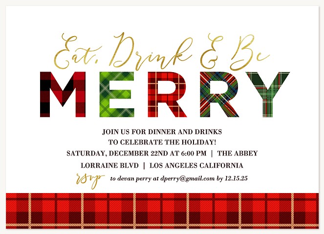 Plaid Mix Holiday Party Invitations
