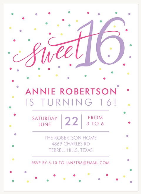Confetti Celebration Teen Birthday Invitations