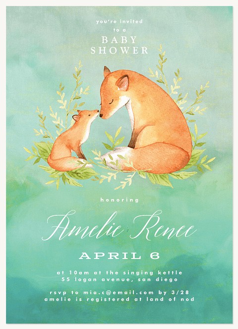 Watercolor Foxes Baby Shower Invites