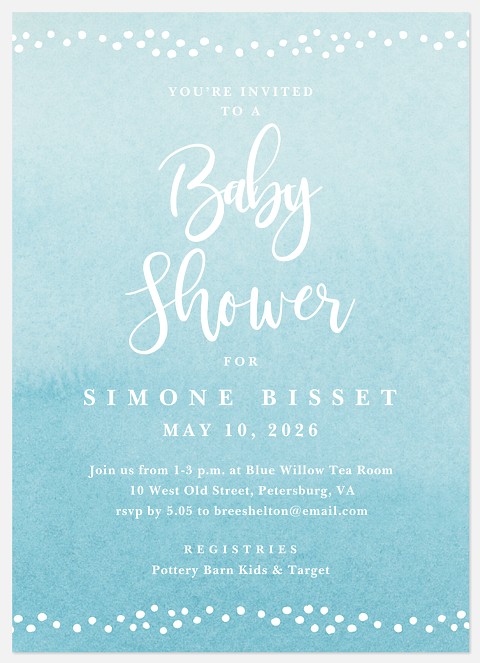 Watercolor Wash Baby Shower Invitations