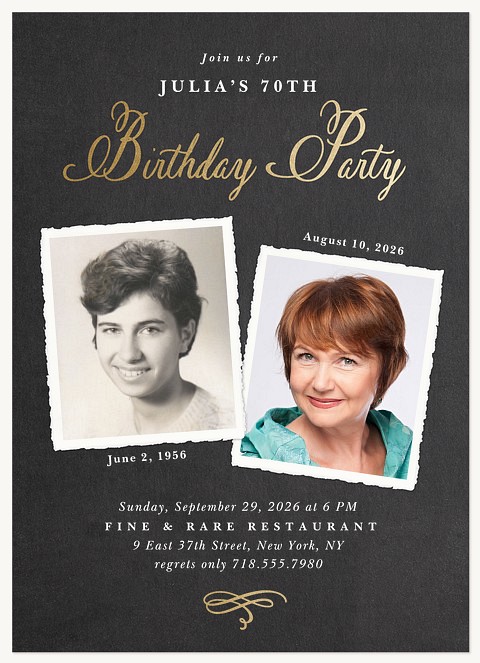 Deckled Memories Adult Birthday Party Invitations