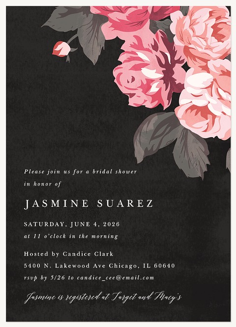 Midnight Blossom Bridal Shower Invitations