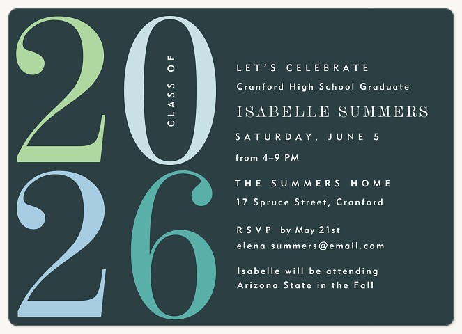 Large Numbers Graduation Cards