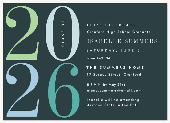 Large Numbers Graduation Party Invitations