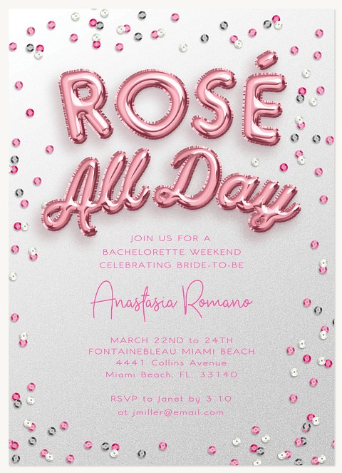 Rosé Balloons Party Invitations