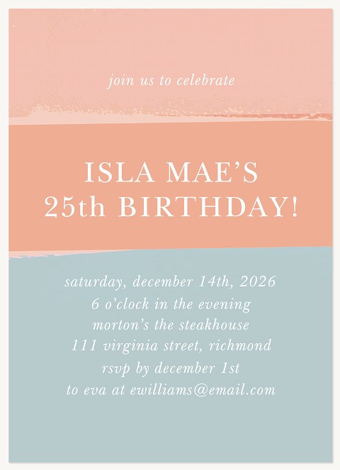 Dipped Color Adult Birthday Party Invitations