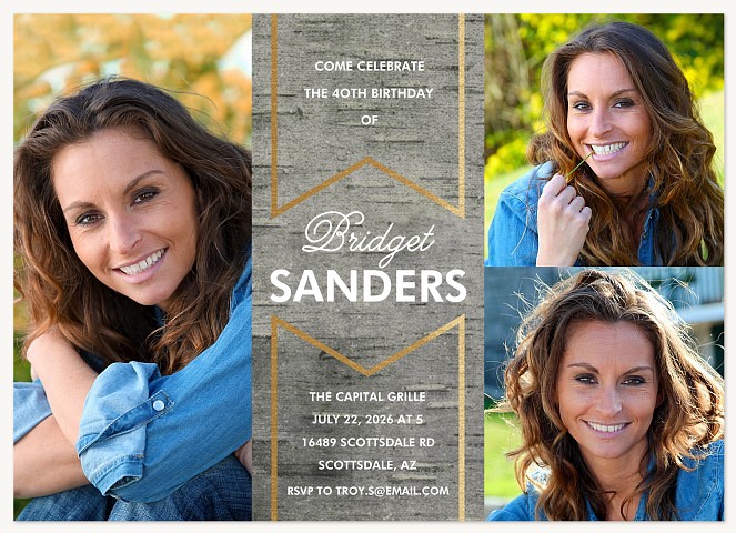 Birch Banner Adult Birthday Party Invitations