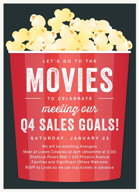 Movie Popcorn Party Invitations