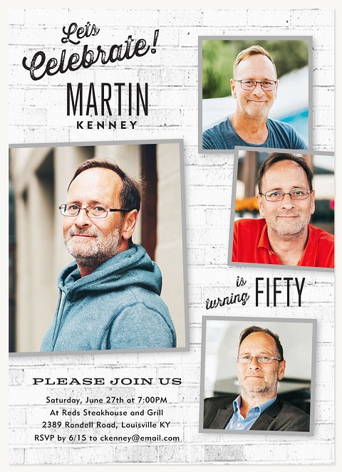 Industrial Brick Adult Birthday Party Invitations