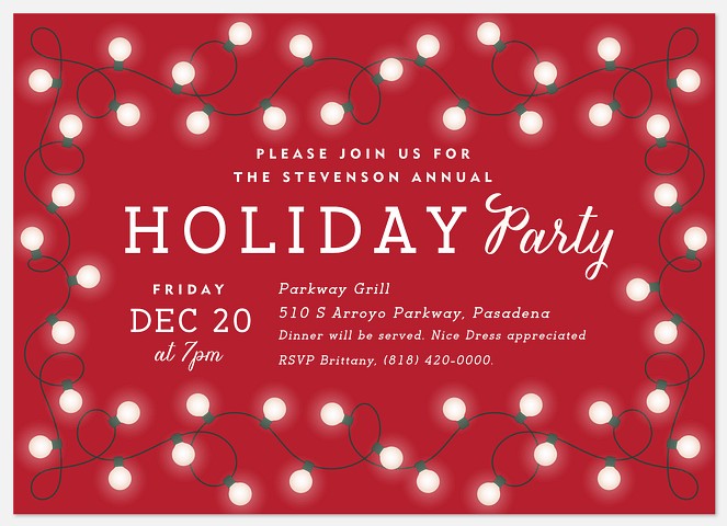 Glowing Lights Holiday Party Invitations