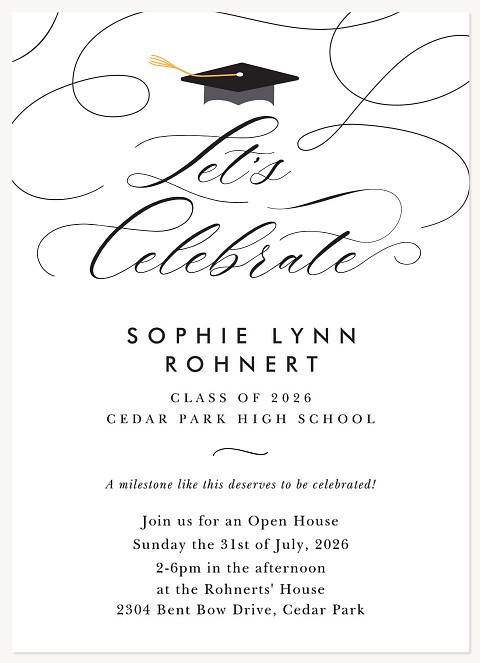 Flourished Grad Hat Graduation Party Invitations